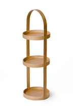 3 Tray Round Oak Storage Caddy | Wireworks Mezza