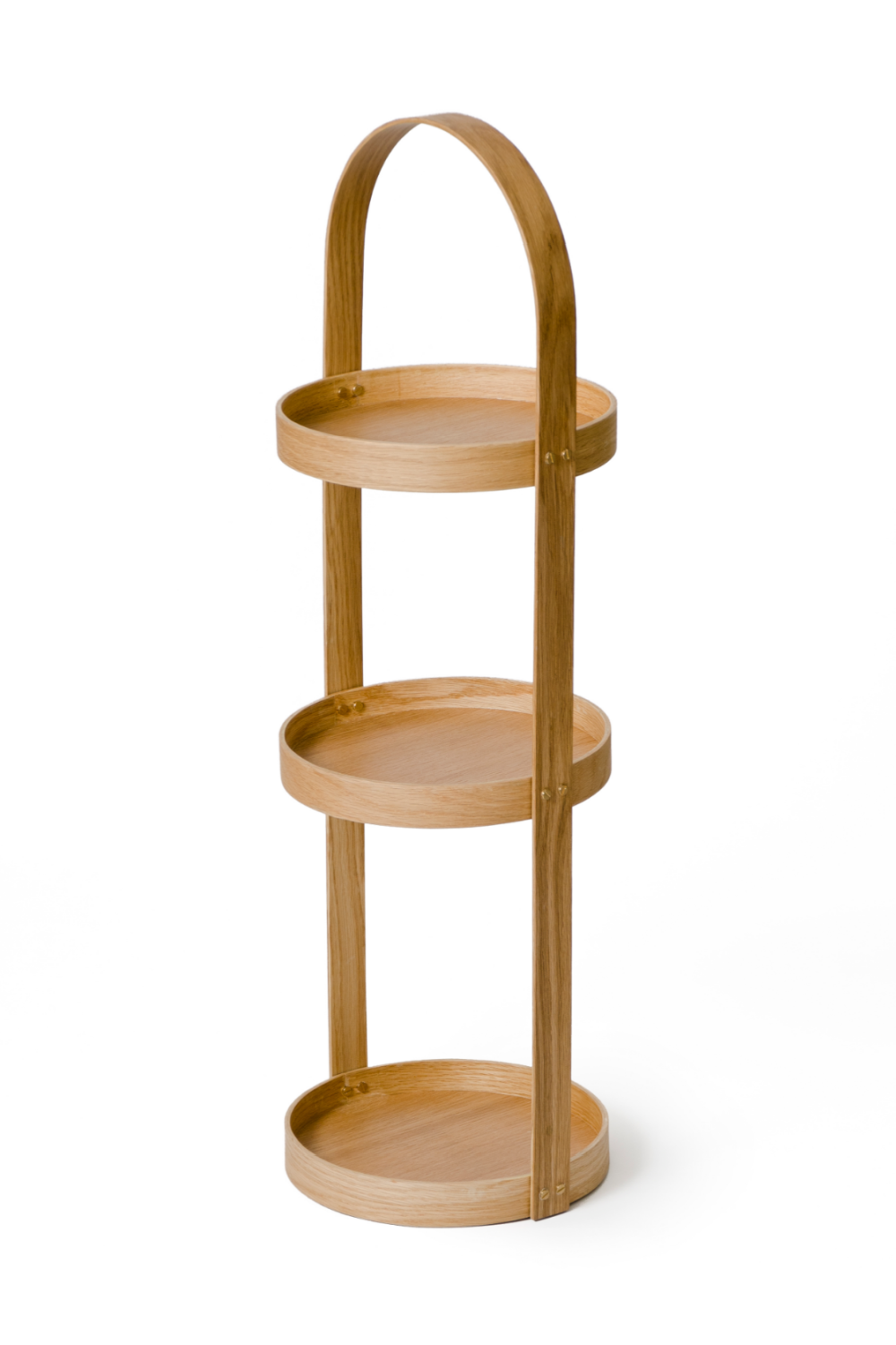 3 Tray Round Oak Storage Caddy | Wireworks Mezza
