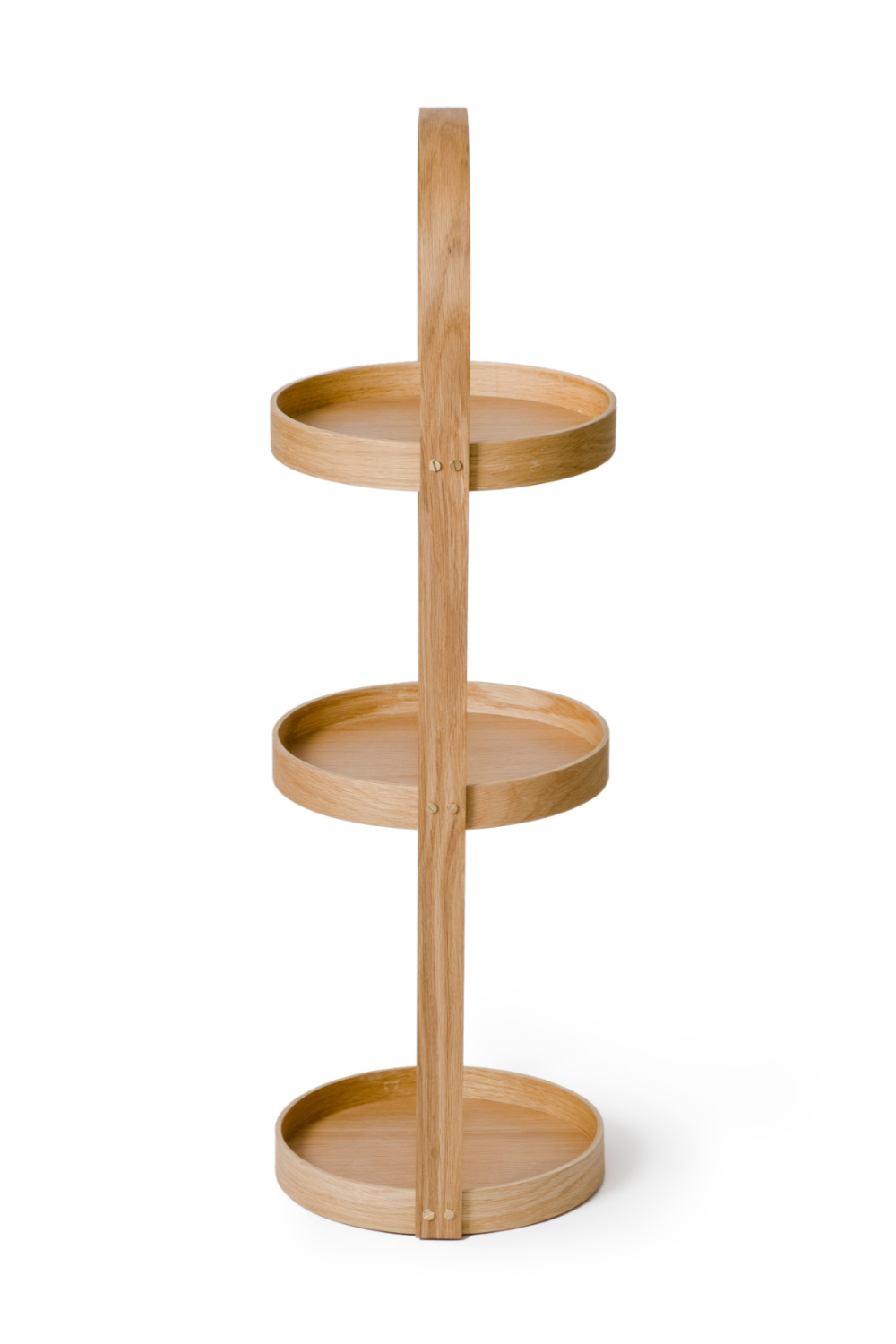 3 Tray Round Oak Storage Caddy | Wireworks Mezza