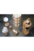 3 Tray Round Oak Storage Caddy | Wireworks Mezza