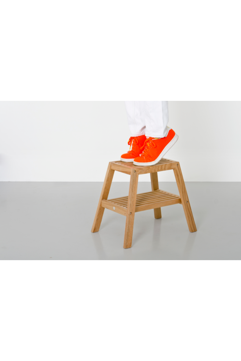 2-Level Oak Step Stool | Wireworks Slatted