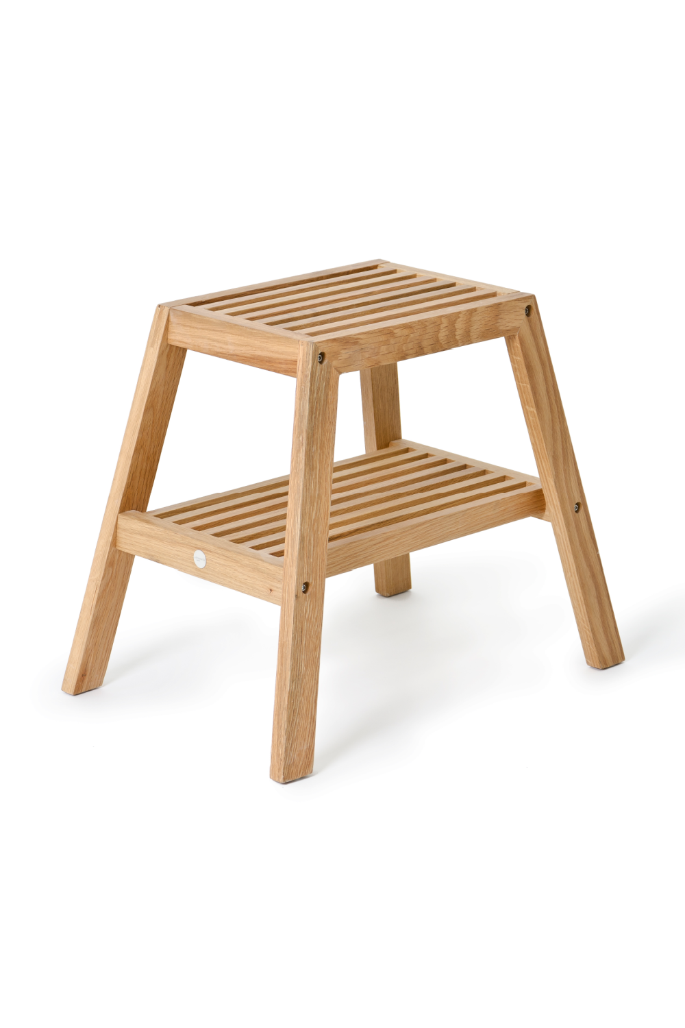 2-Level Oak Step Stool | Wireworks Slatted