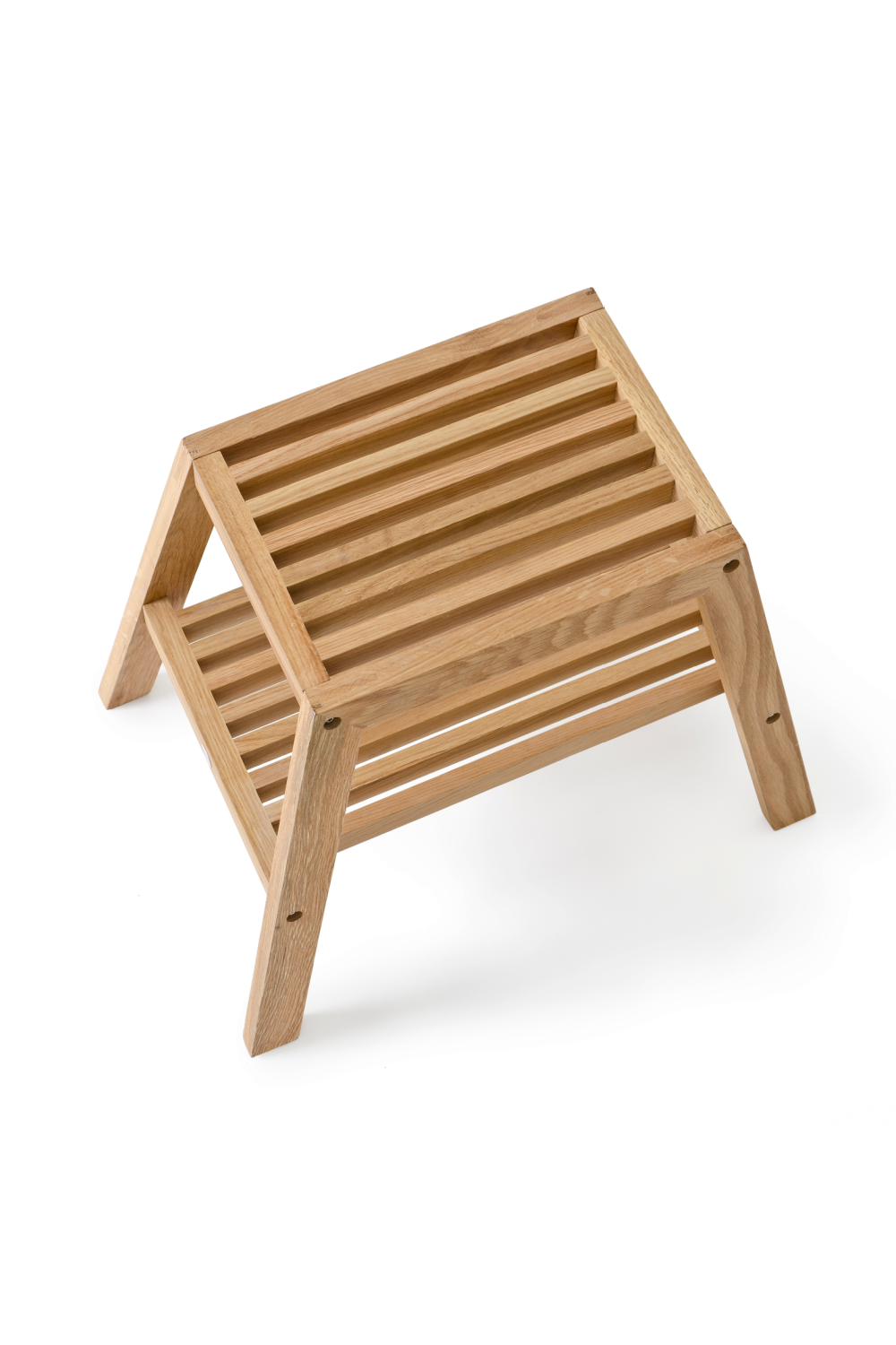 2-Level Oak Step Stool | Wireworks Slatted