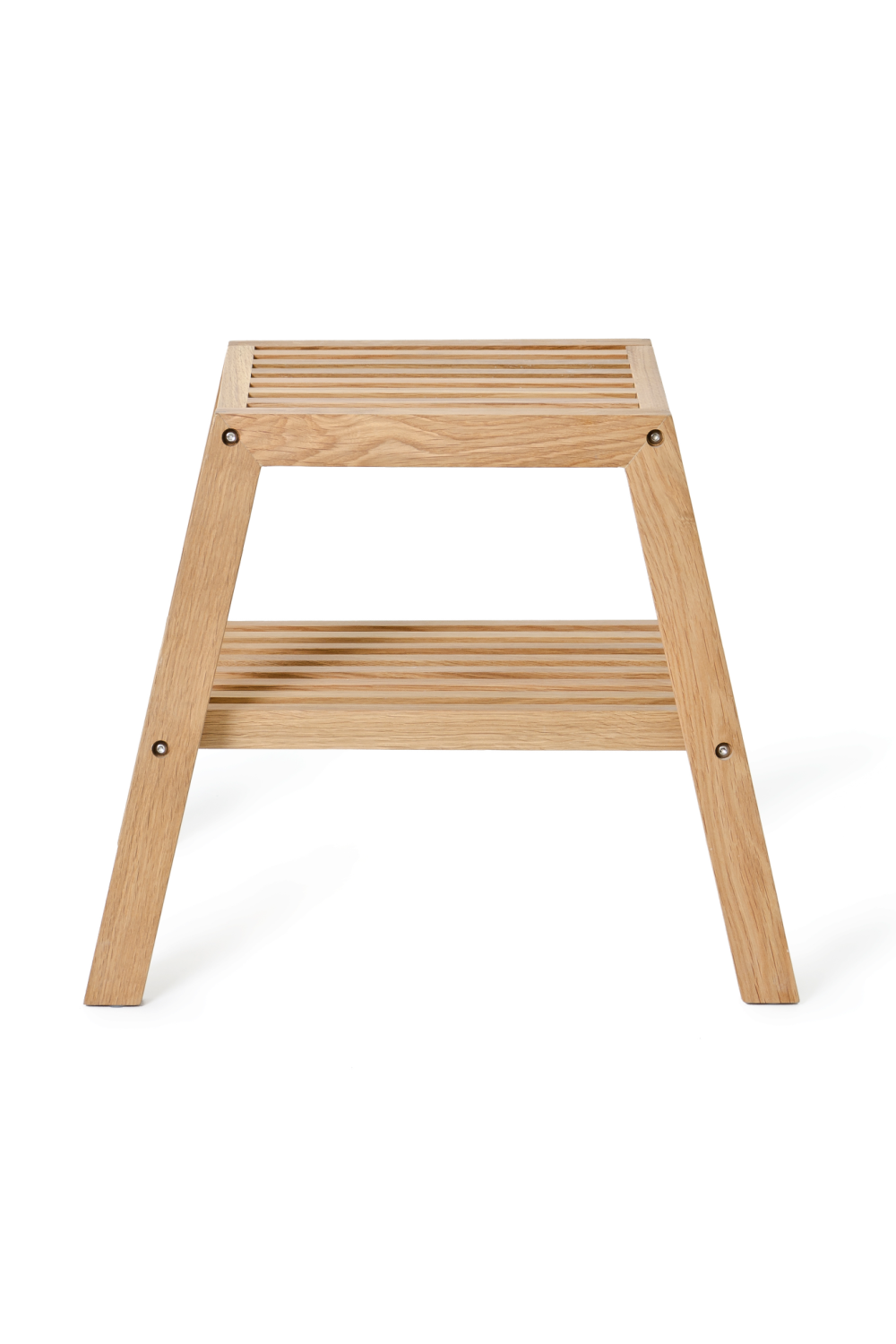 2-Level Oak Step Stool | Wireworks Slatted