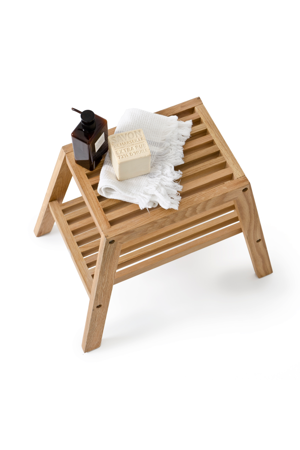 2-Level Oak Step Stool | Wireworks Slatted