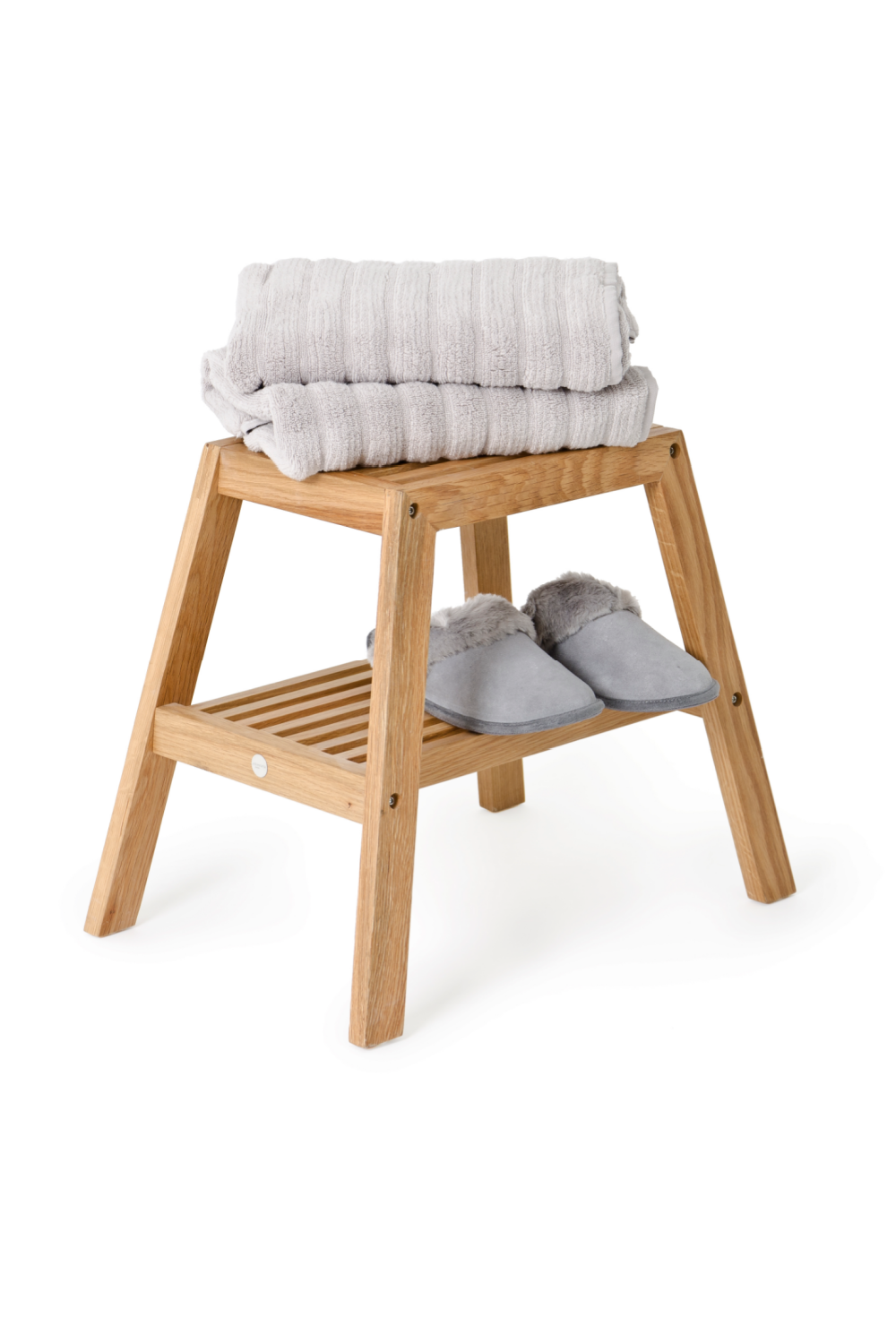 2-Level Oak Step Stool | Wireworks Slatted