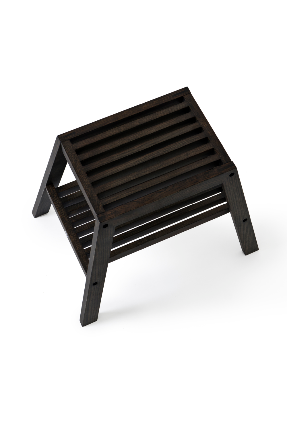 2-Level Oak Step Stool | Wireworks Slatted