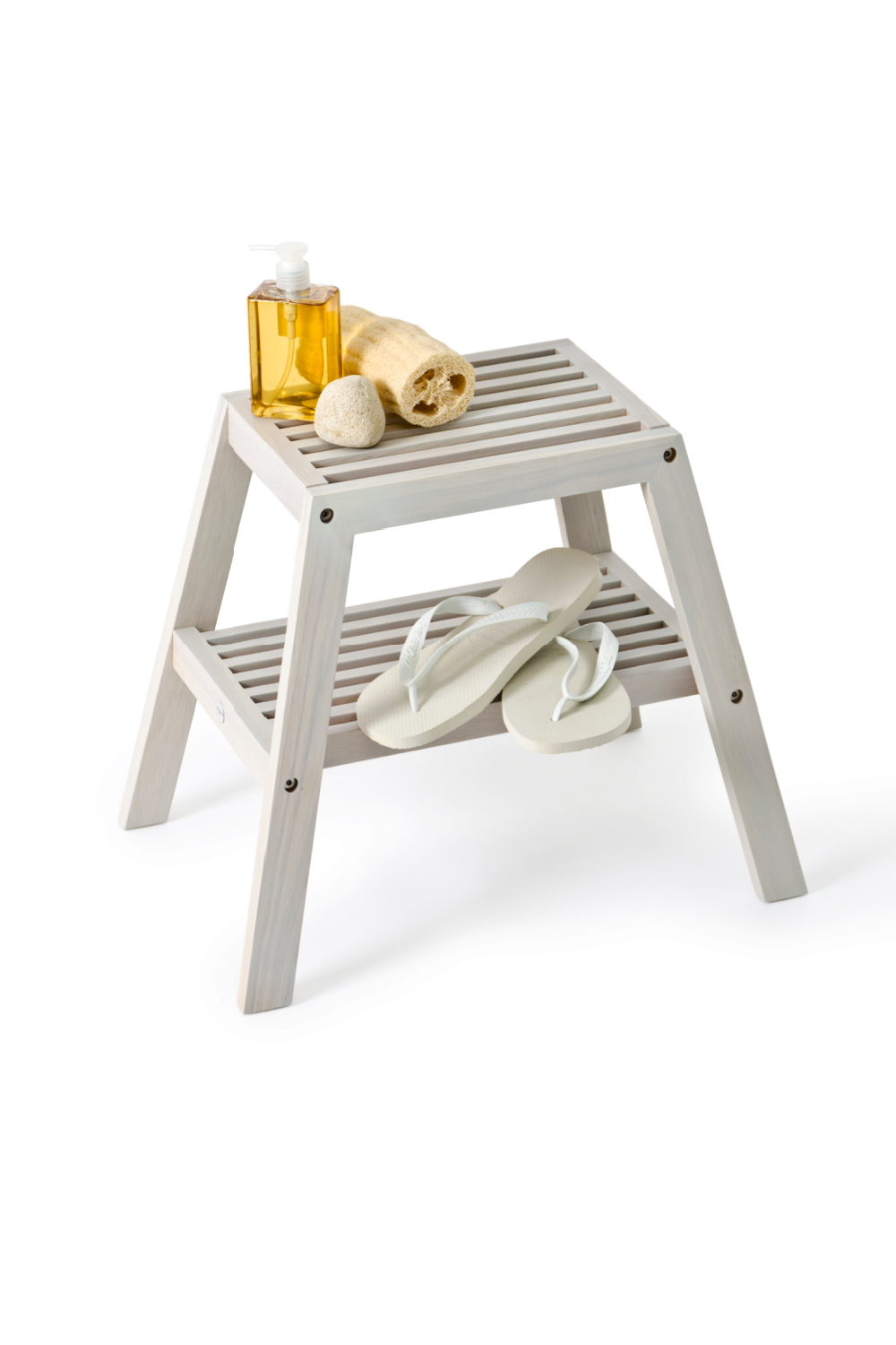2-Level Oak Step Stool | Wireworks Slatted