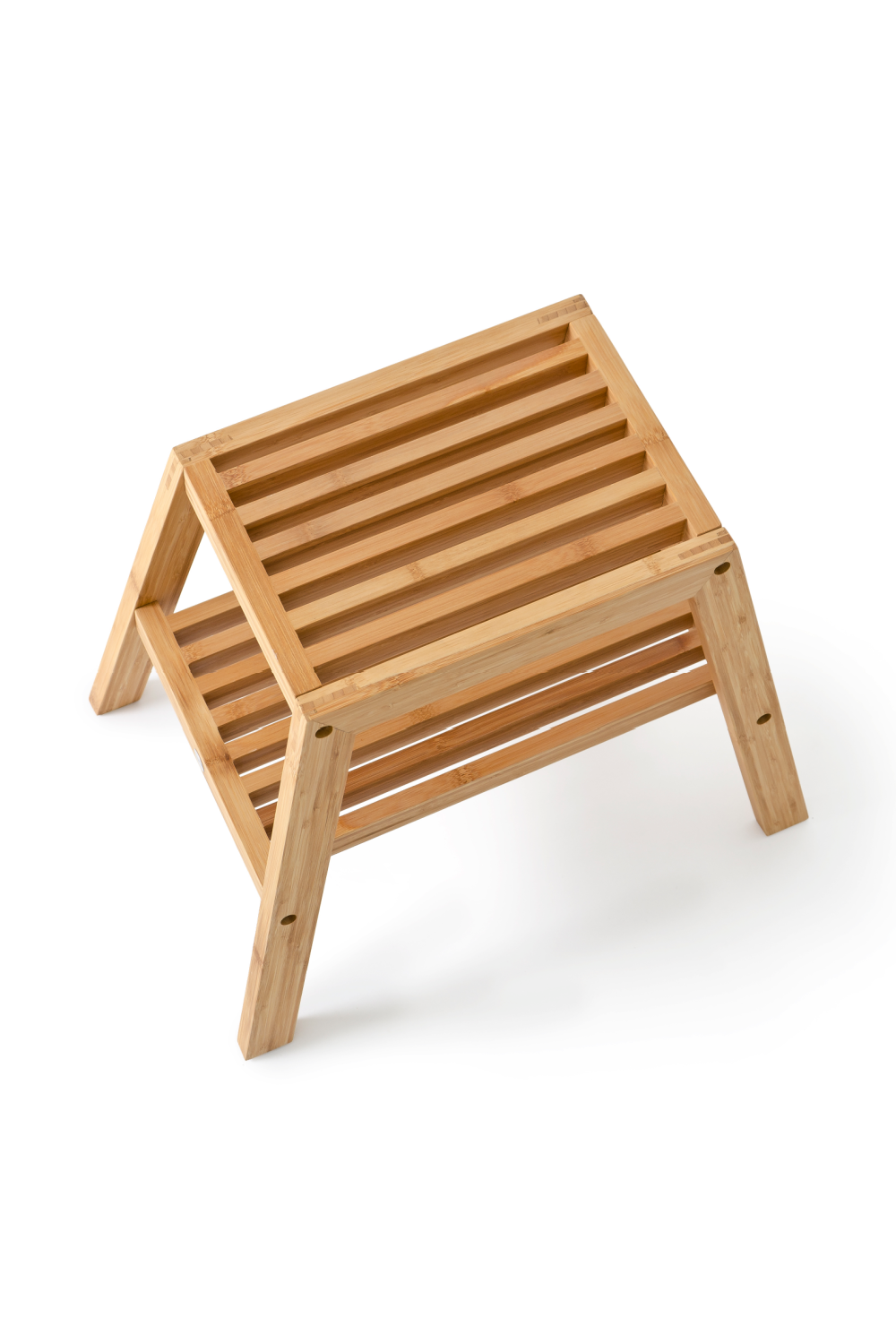 2-Level Bamboo Step Stool | Wireworks Slatted