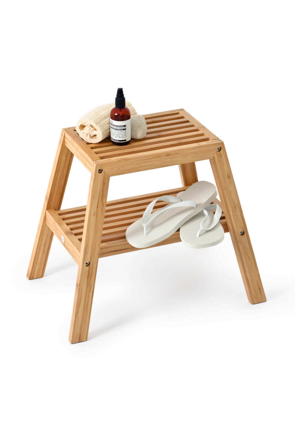 2-Level Bamboo Step Stool | Wireworks Slatted